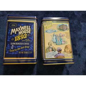 Maxwell House 1892 Coffee Tins 100 Year Anniversary Vintage Canister Set of 2